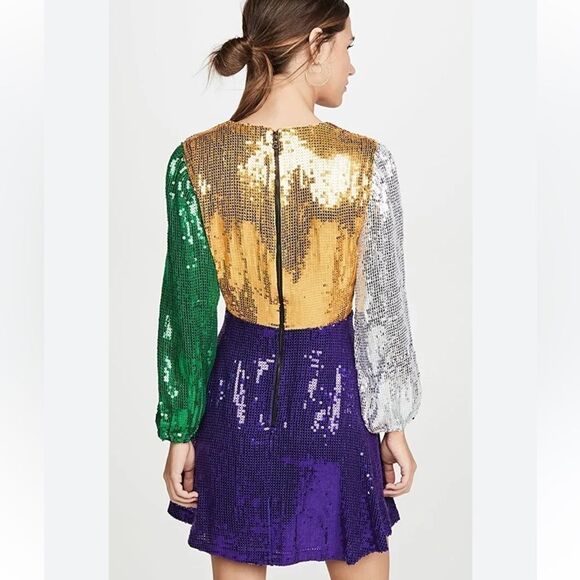 Alice + Olivia Blaze Multicolor Sequinned Blouson Sleeve Mini Dress size… - Picture 3 of 6